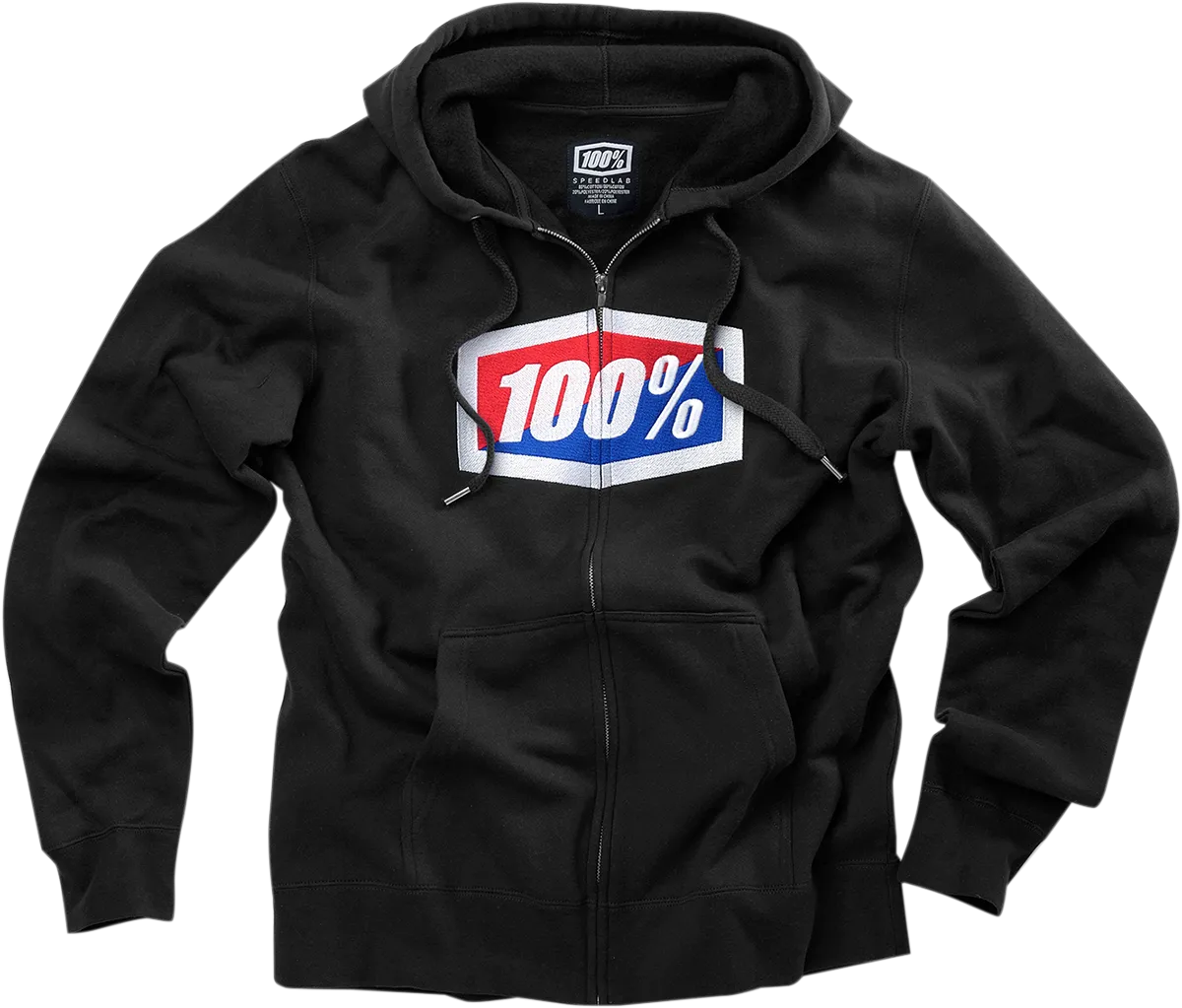 100% Official Fleece Zip-Up Hoodie - Black - Medium 20032-00011