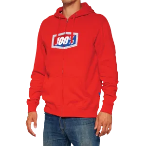 100% Official Fleece Zip-Up Hoodie - Red - Small 20032-00015