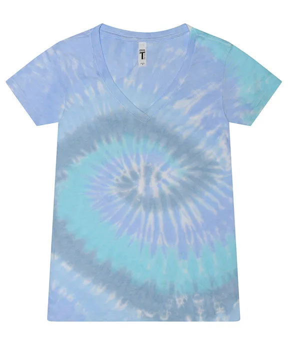 1075CD - Tie-Dye Ladies V-Neck T-Shirt