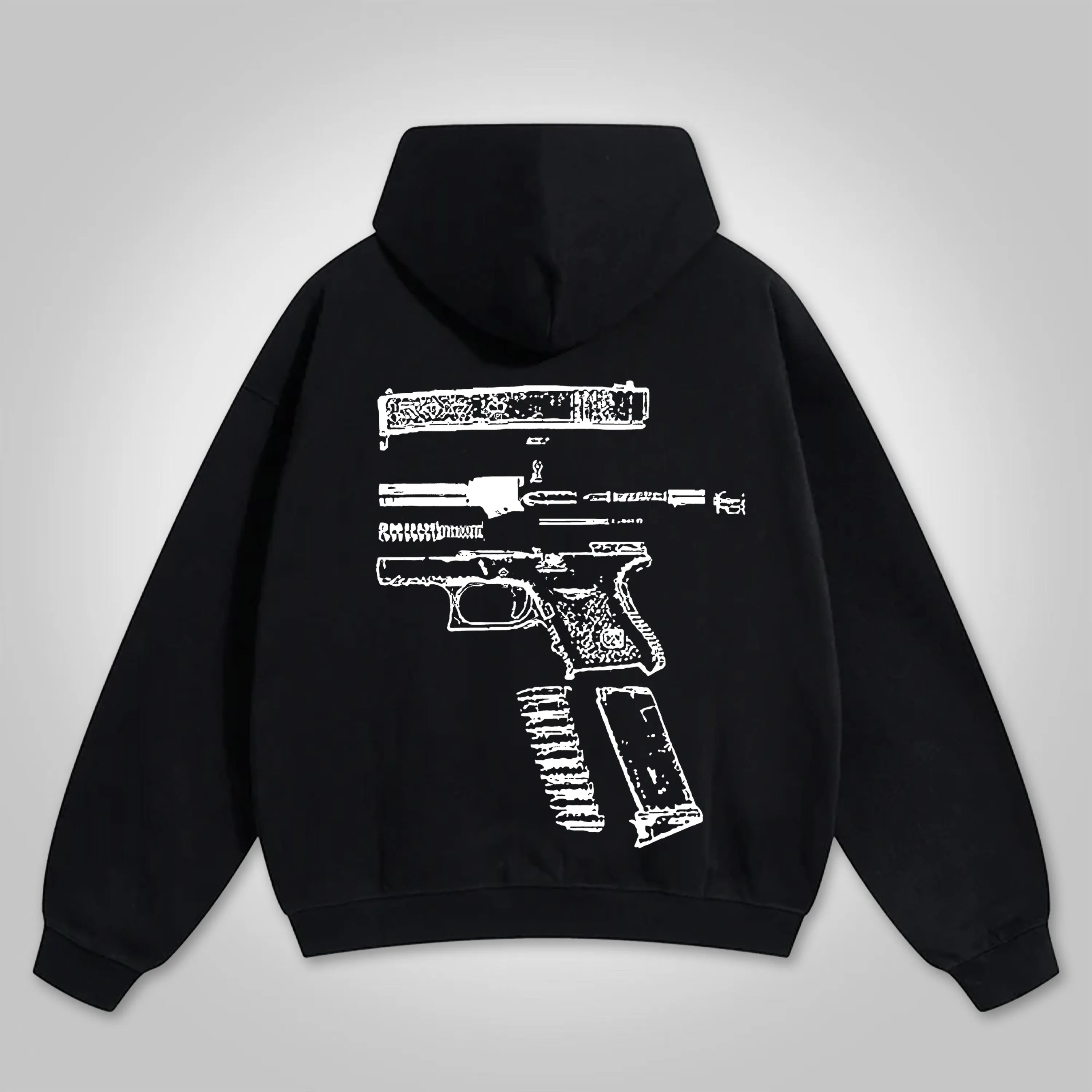 Blavra In Glock We Trust Graphic Oversized Zip Up Hoodie