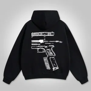 Blavra In Glock We Trust Graphic Oversized Zip Up Hoodie