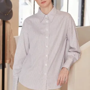 Combed Cotton Long Sleeve Striped Shirt