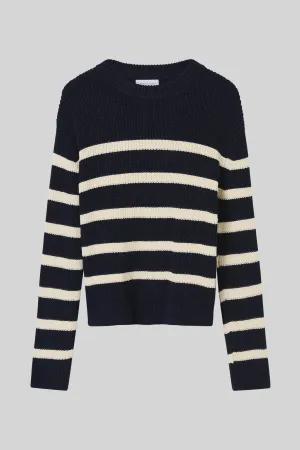 Cotton Striped Knit Navy Stripe