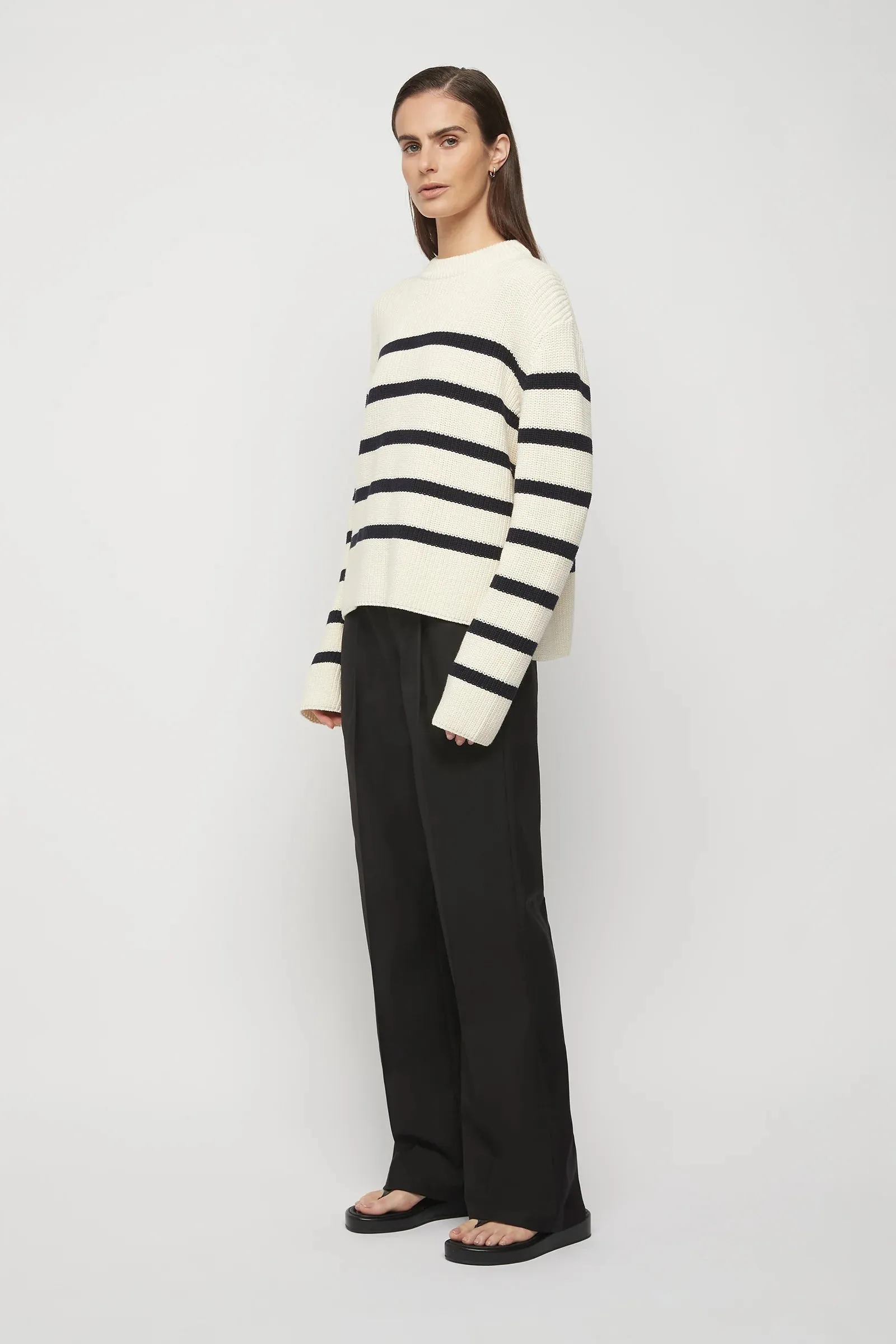 Cotton Striped Knit White Stripe