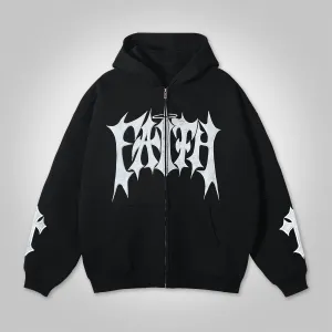 Faith Cross Print Full Zip-Up Hoodie