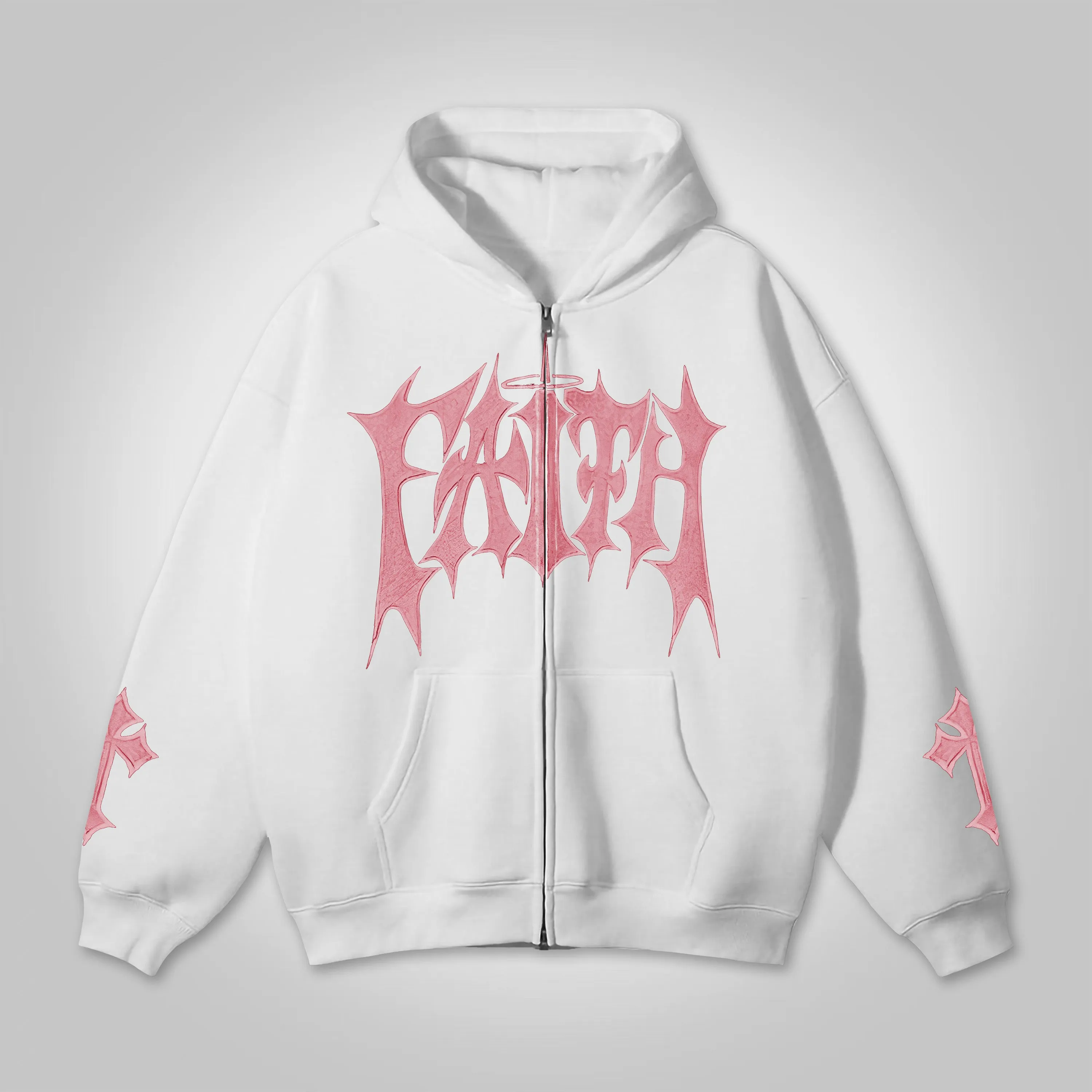 Faith Cross Print Full Zip-Up Hoodie
