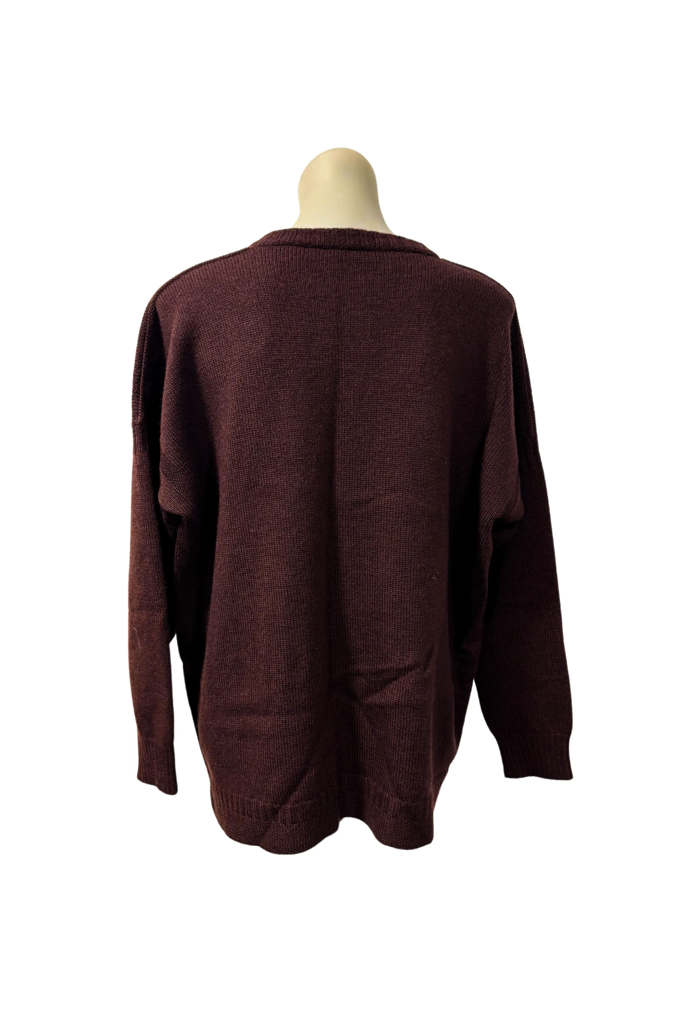 Handknit choc brown jumper, L