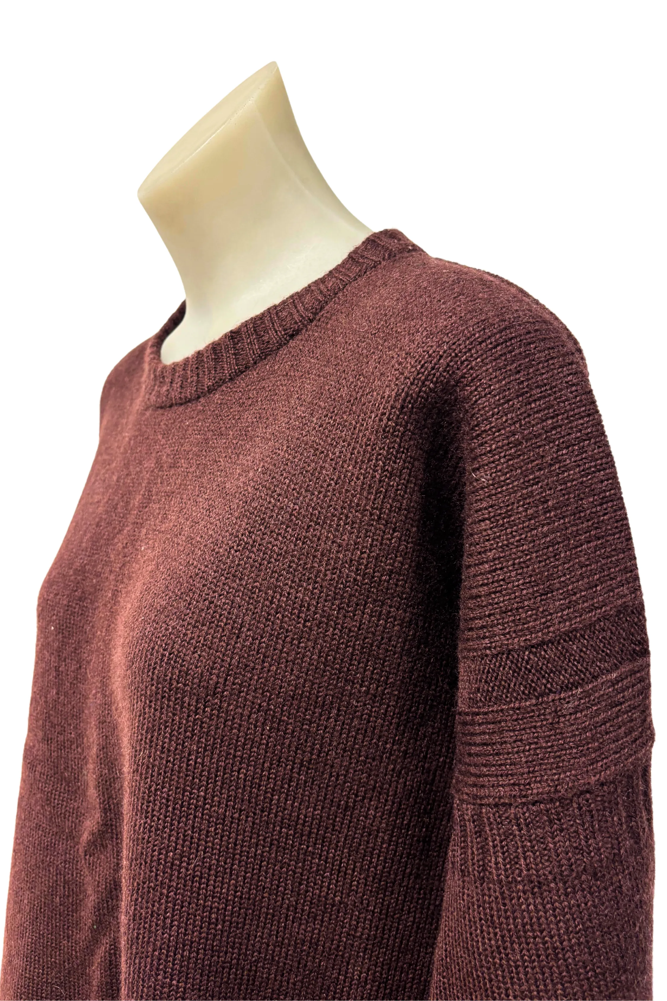 Handknit choc brown jumper, L