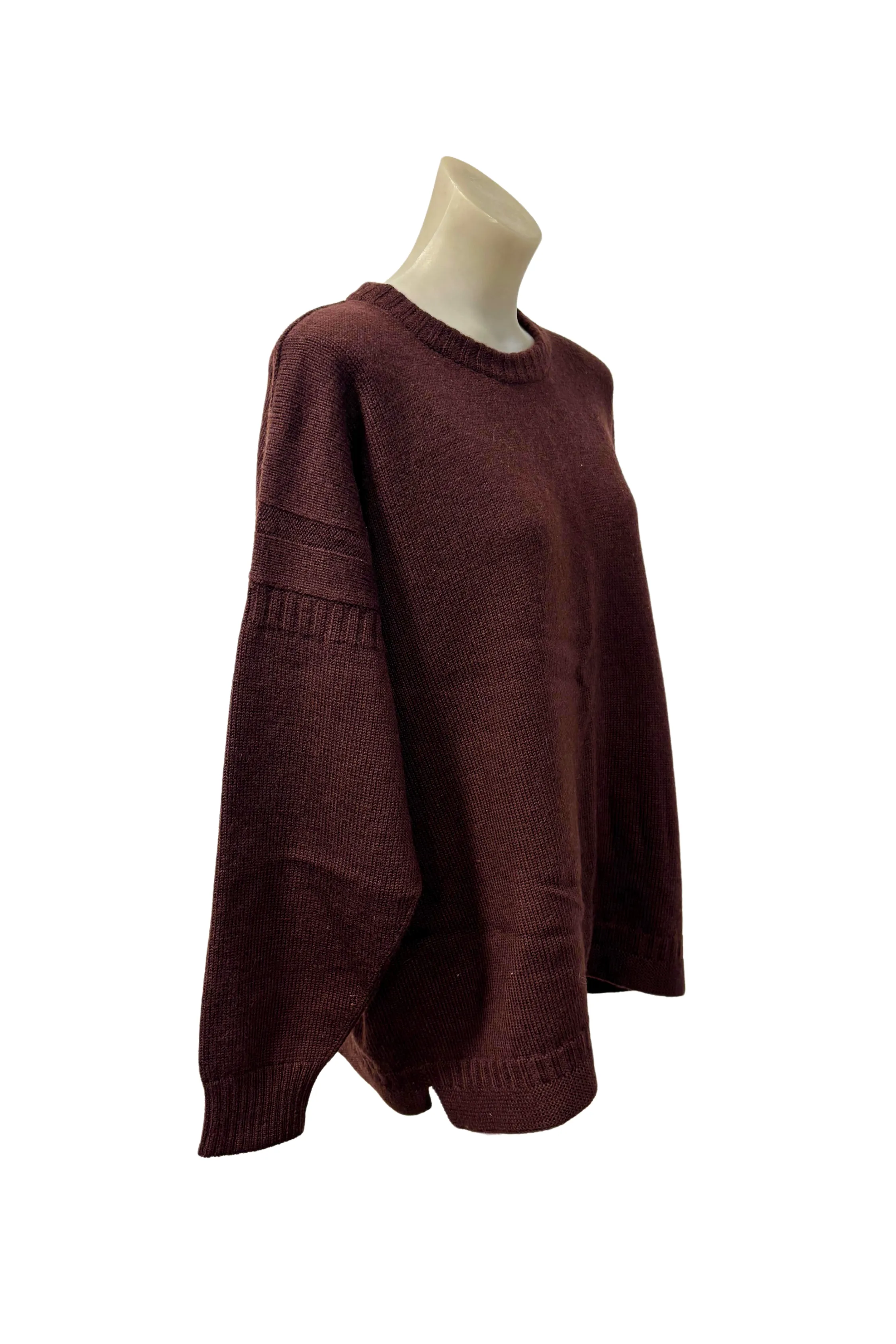 Handknit choc brown jumper, L
