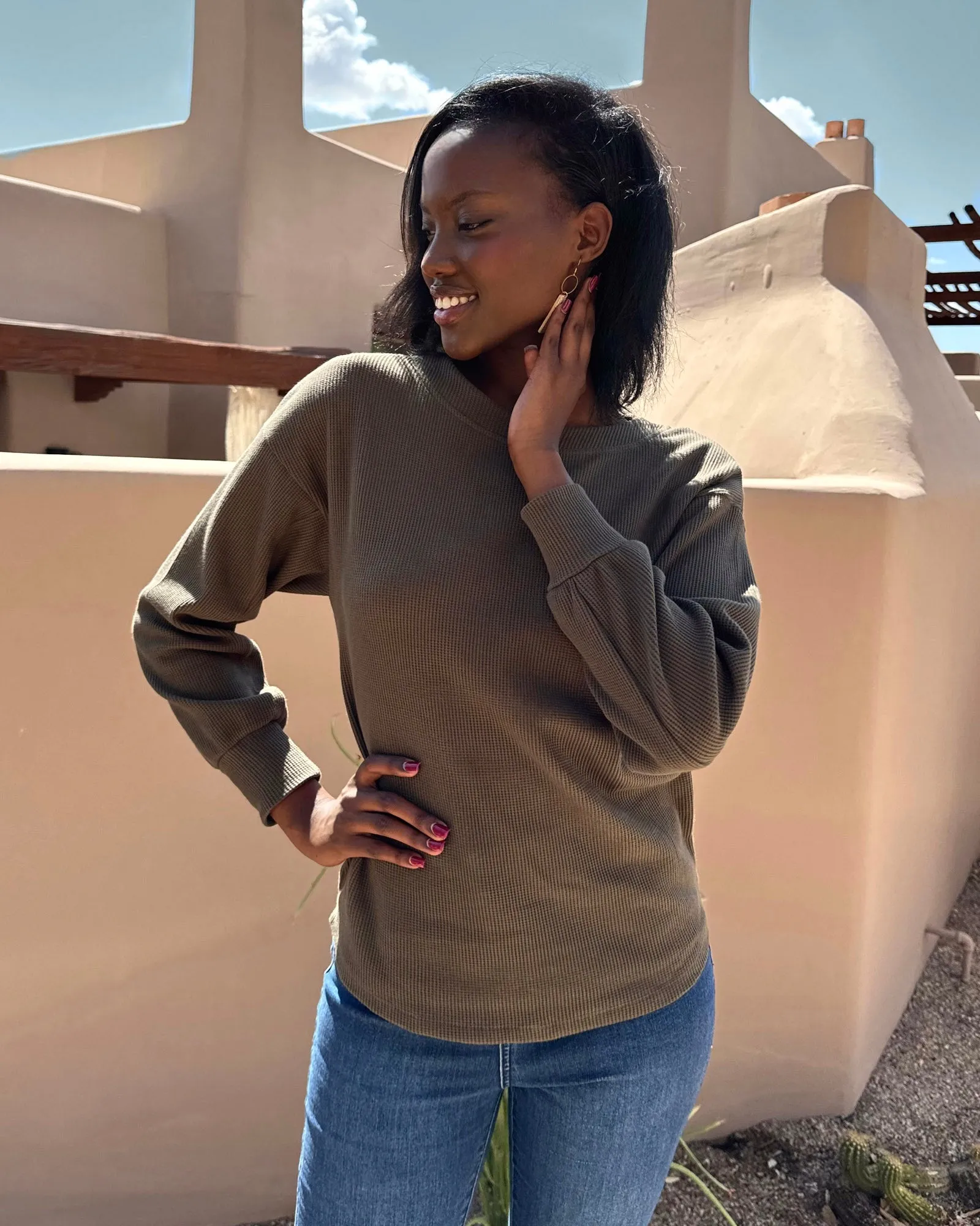 HORIZON waffle knit top <br/> USE CODE PREORDER FOR $25 OFF!