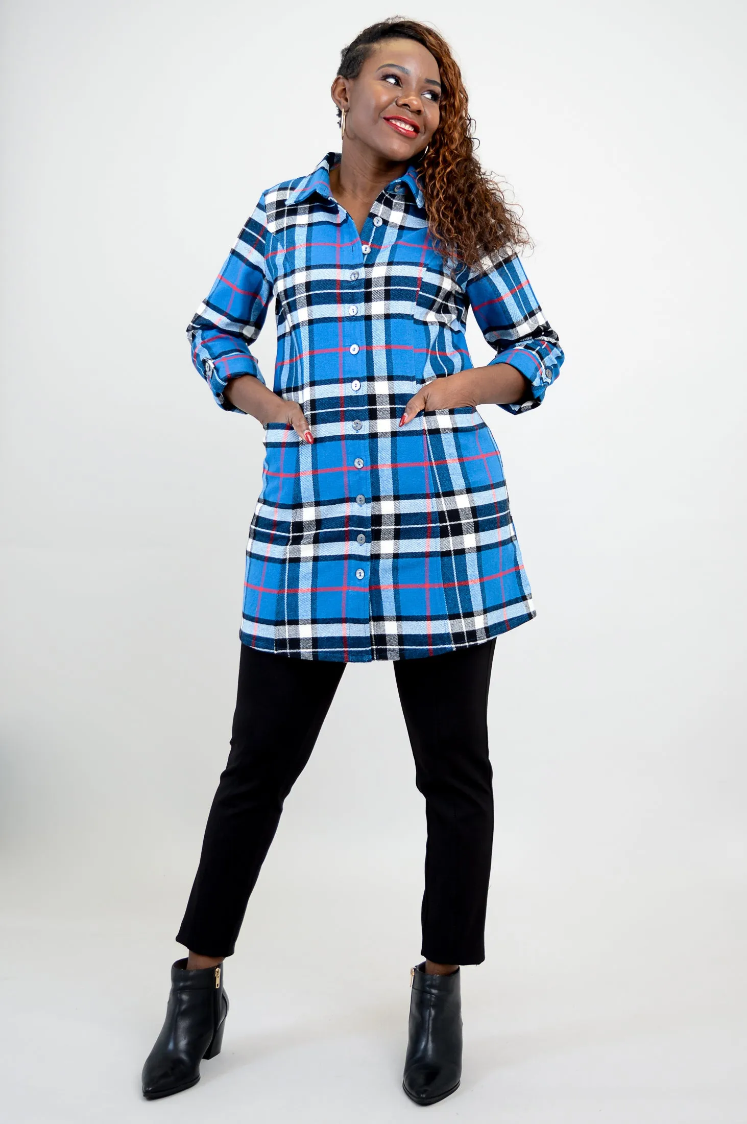 Larissa Tunic, French Plaid, Cotton Flannel - Final Sale