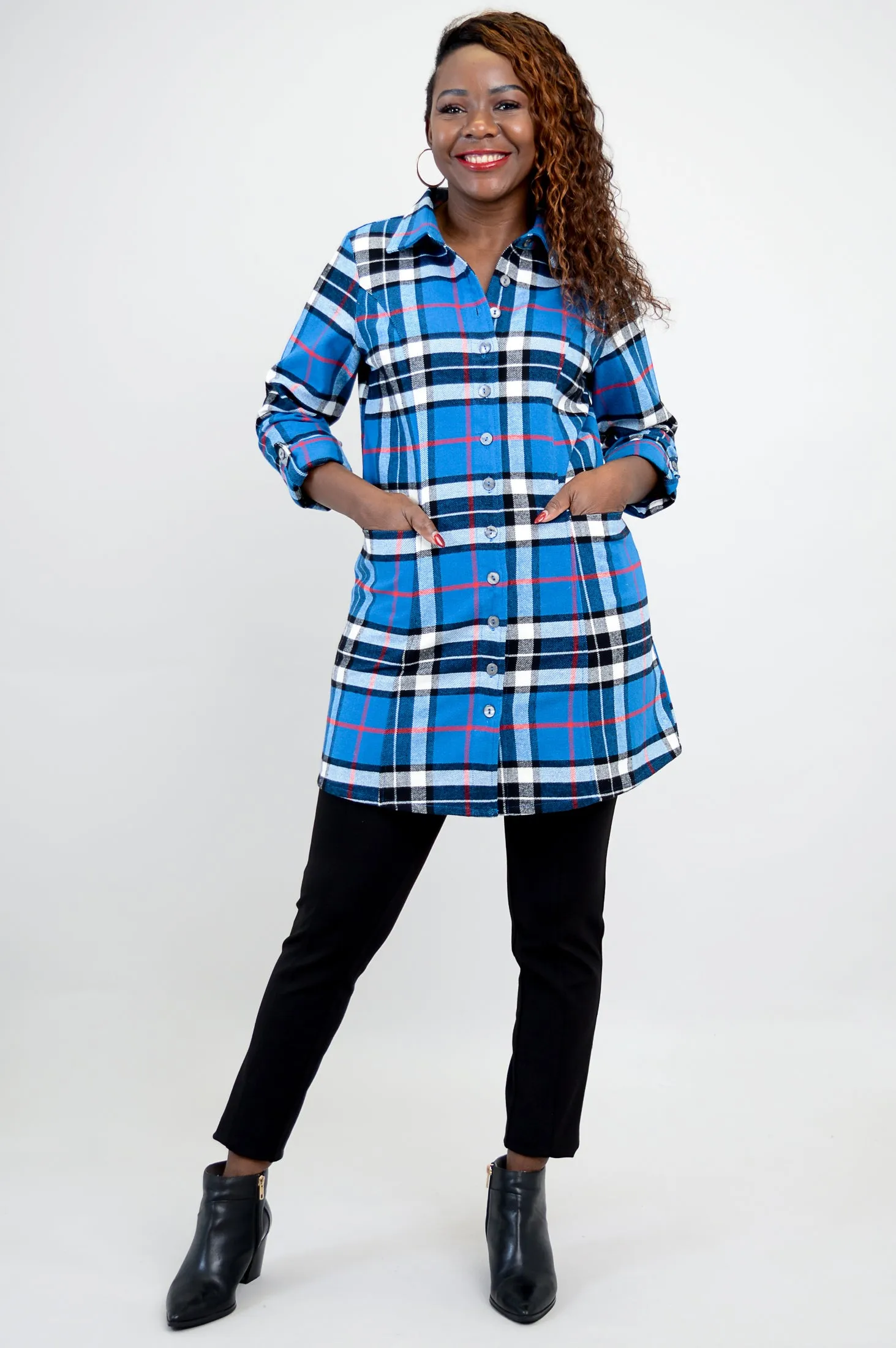 Larissa Tunic, French Plaid, Cotton Flannel - Final Sale