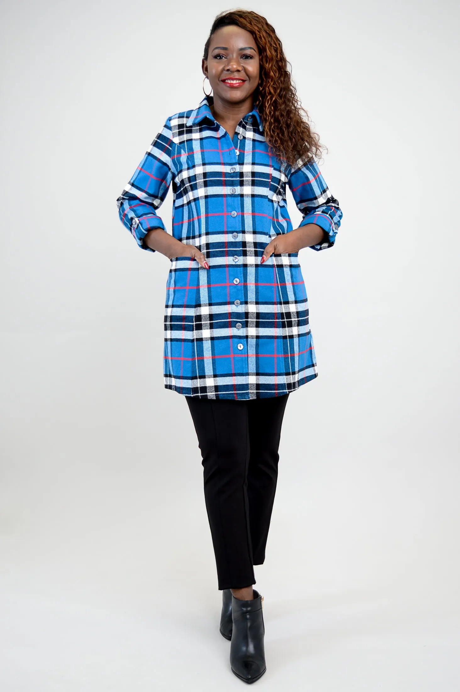 Larissa Tunic, French Plaid, Cotton Flannel - Final Sale