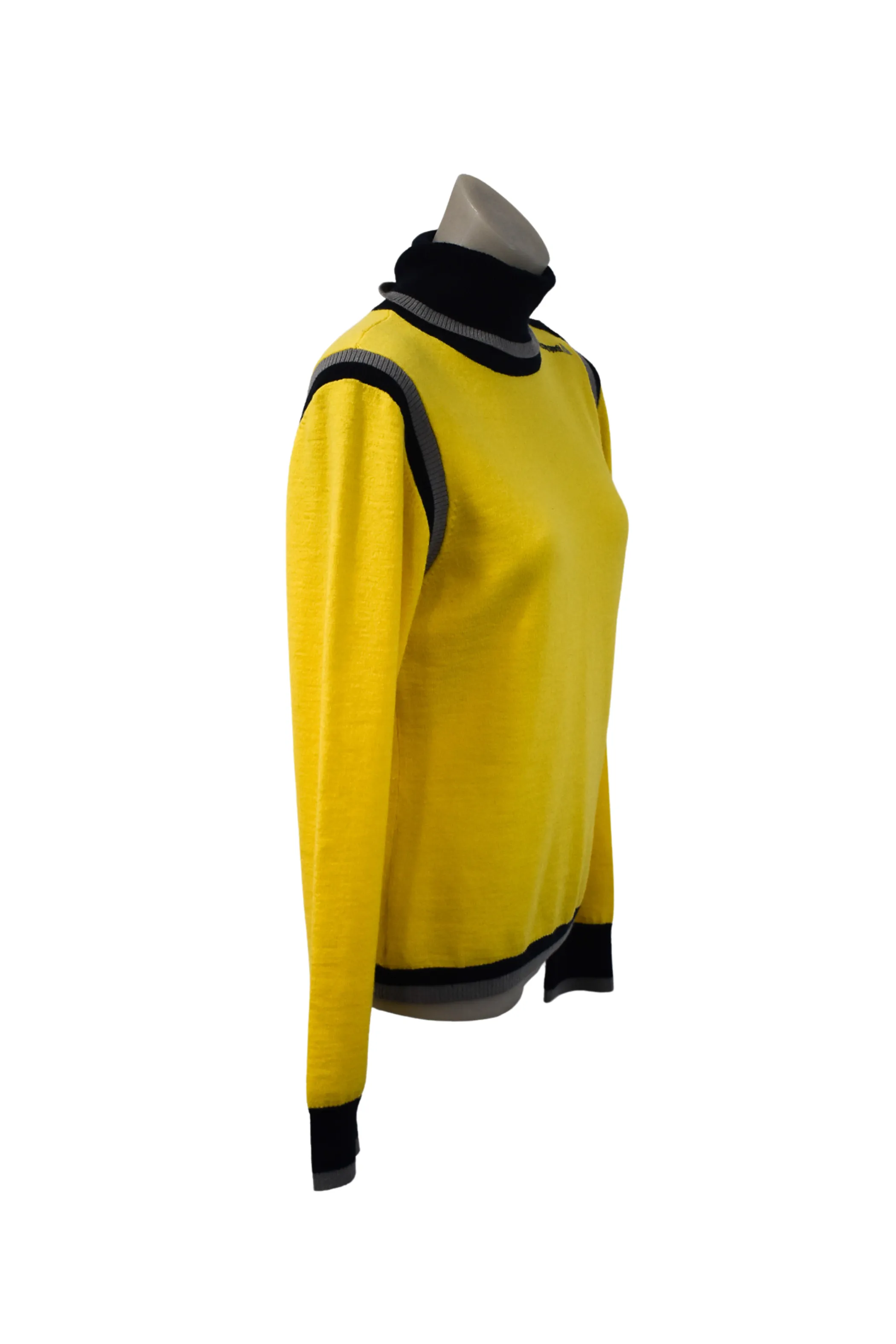 Le Coq Sportif women's lightweight yellow   navy turtleneck, S/M