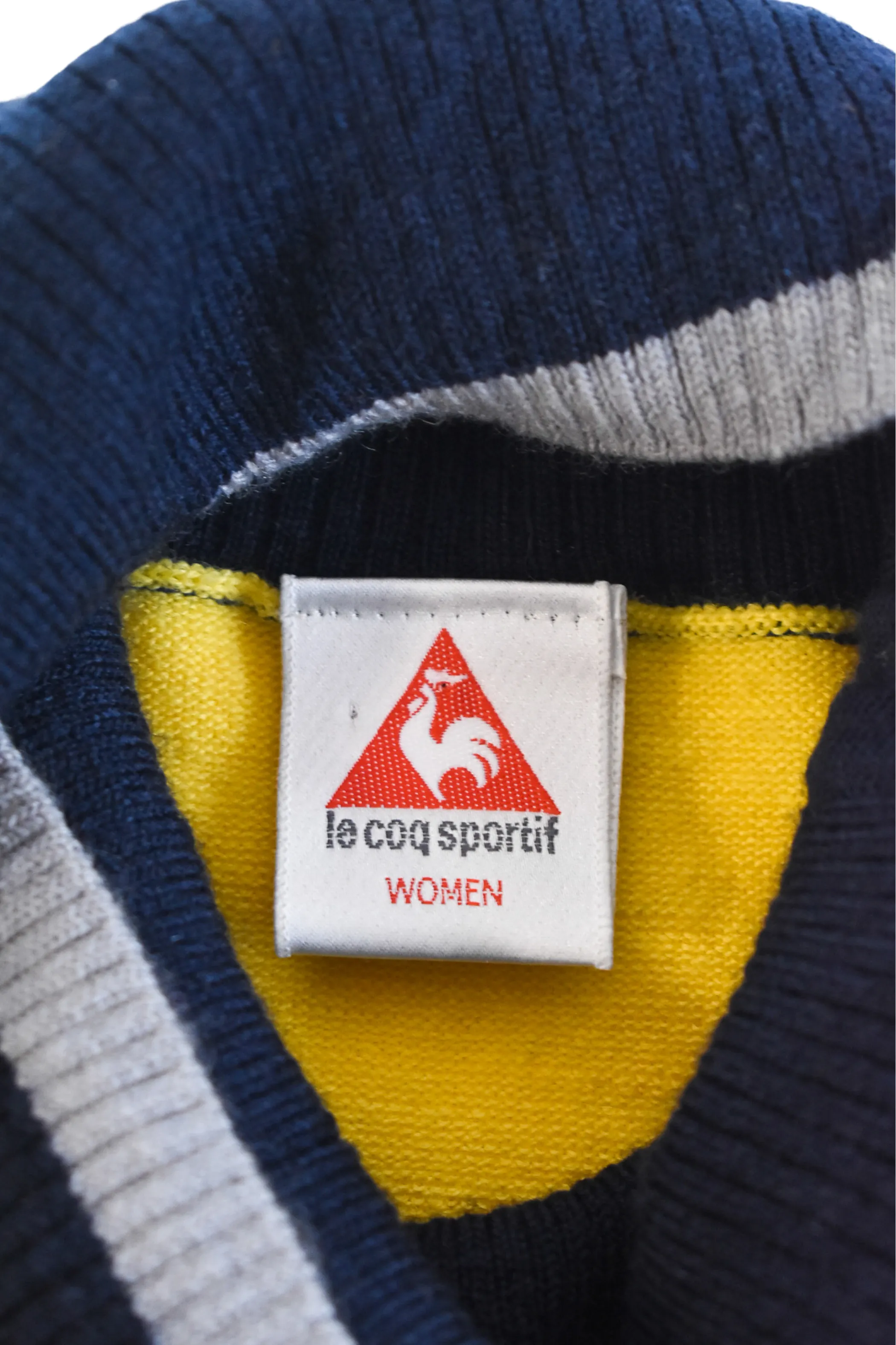 Le Coq Sportif women's lightweight yellow   navy turtleneck, S/M