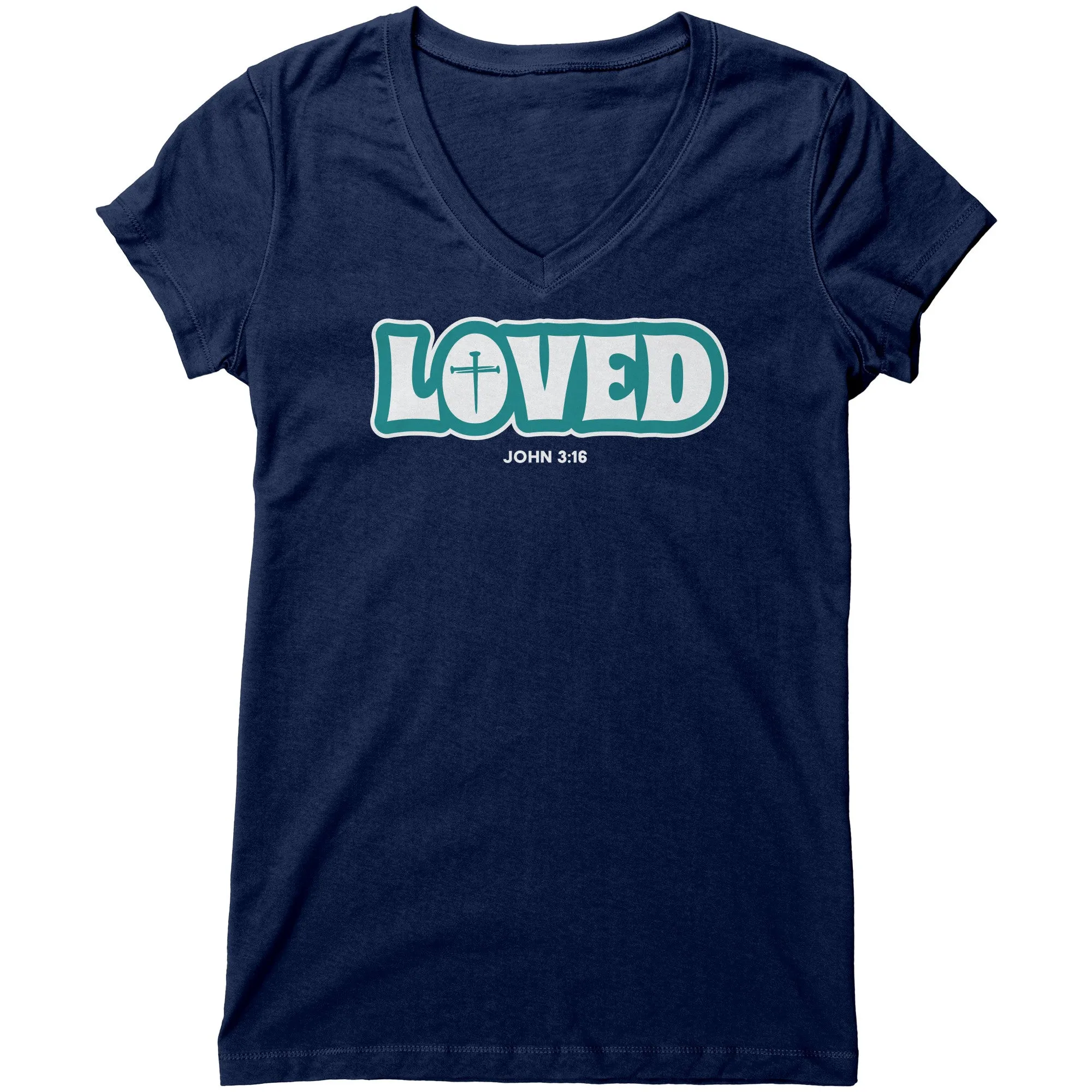 Loved (John 3:16) Women's V-Neck Tee