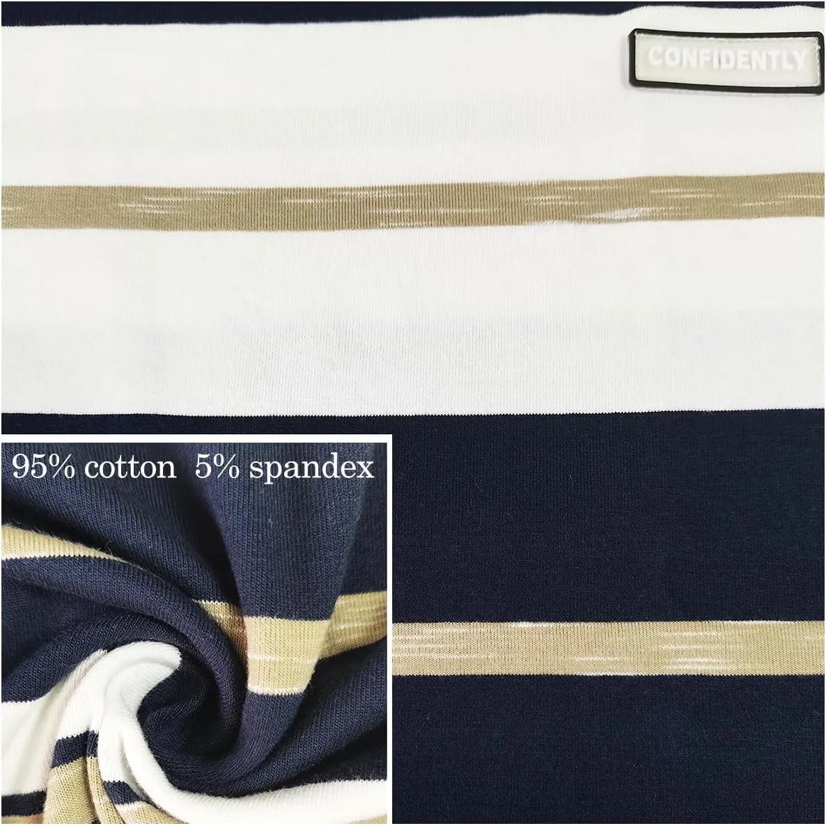 Men's Crew Neck Stripe T-Shirt Loose Short Sleeved Cotton T-Shirt