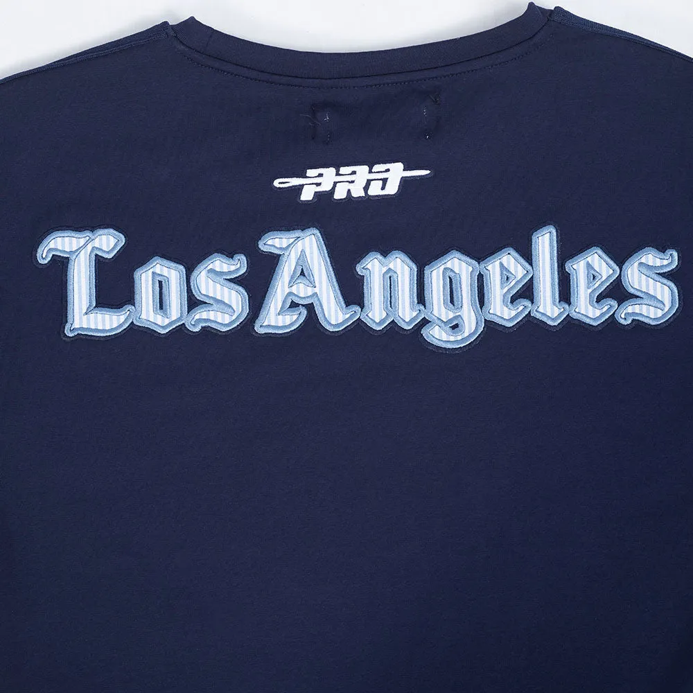 MLB LOS ANGELES DODGERS COUNTRY CLUB MEN'S SINGLE JERSEY STRIPED TOP (MIDNIGHT NAVY)