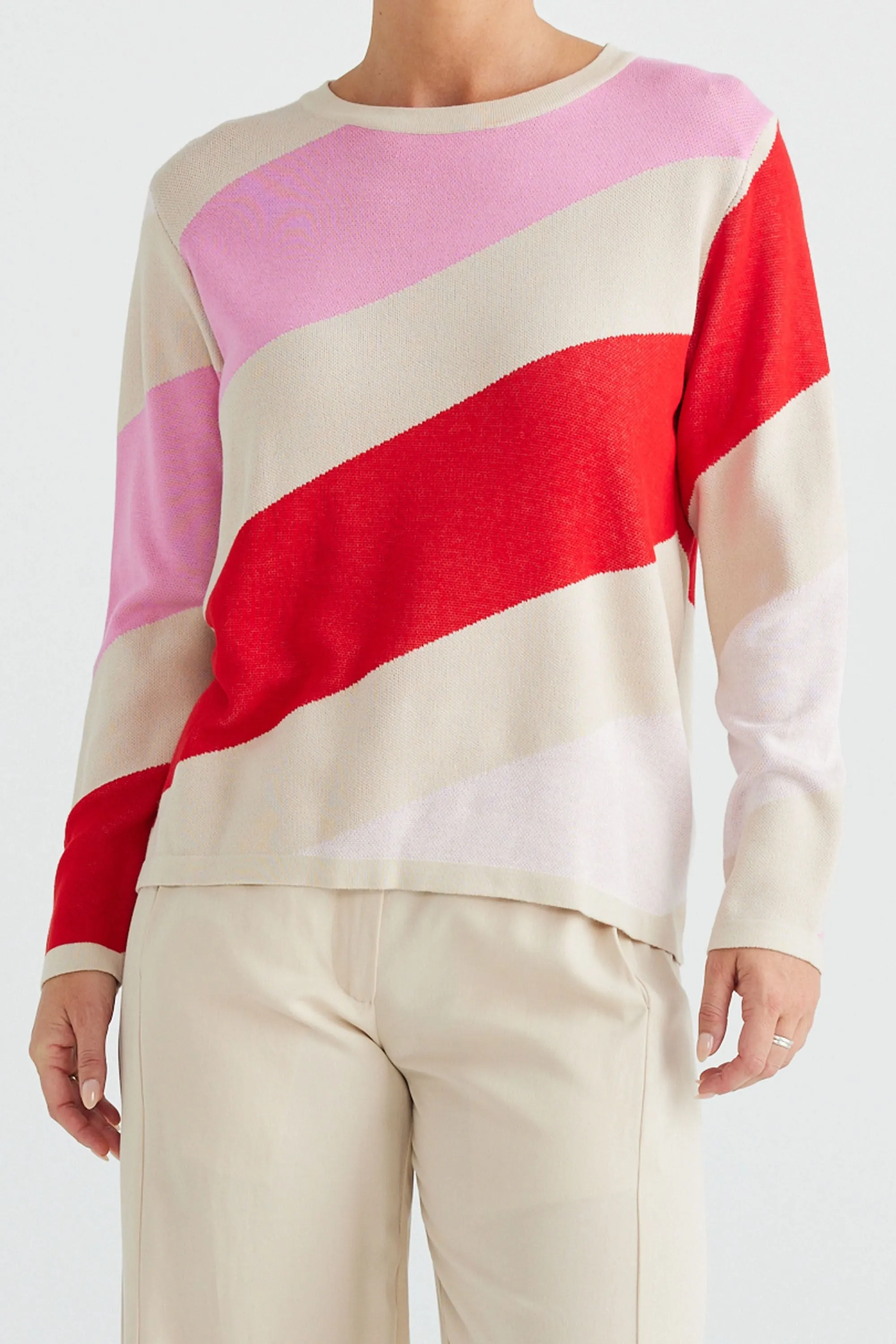 Petra Diagonal Knit (Oat   Pink Multi)