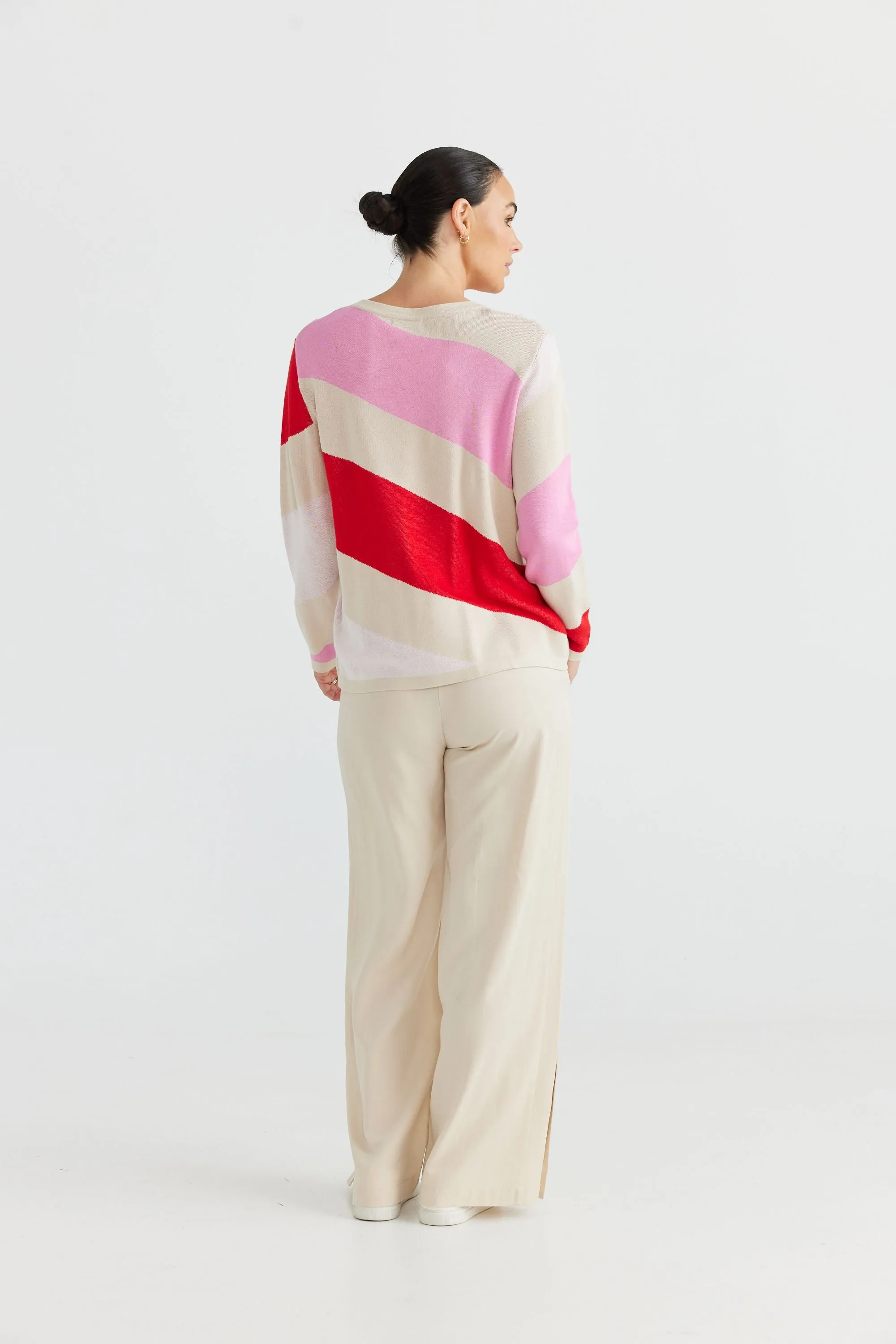 Petra Diagonal Knit (Oat   Pink Multi)