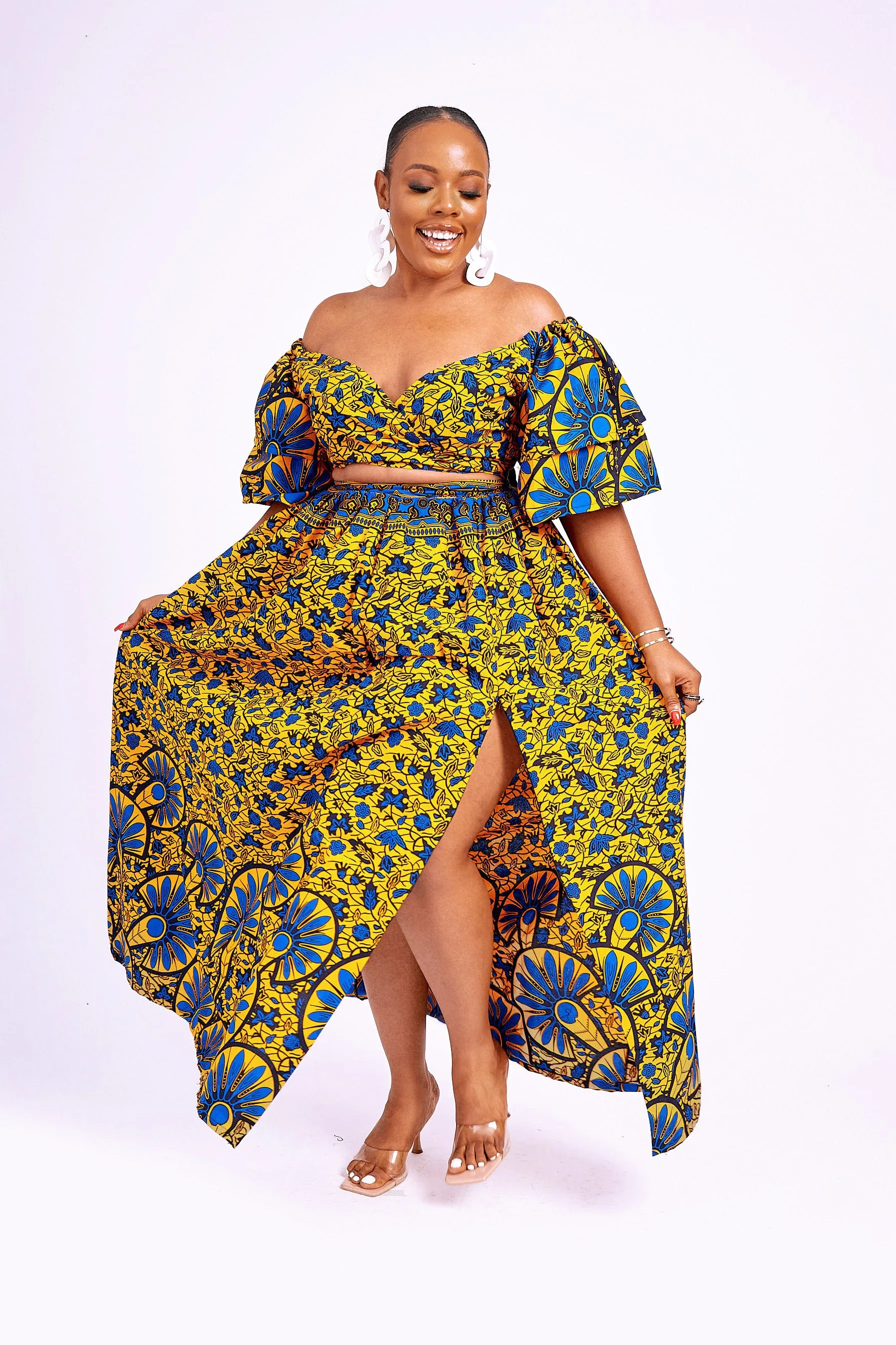 RAIZA AFRICAN PRINT WRAP TOP