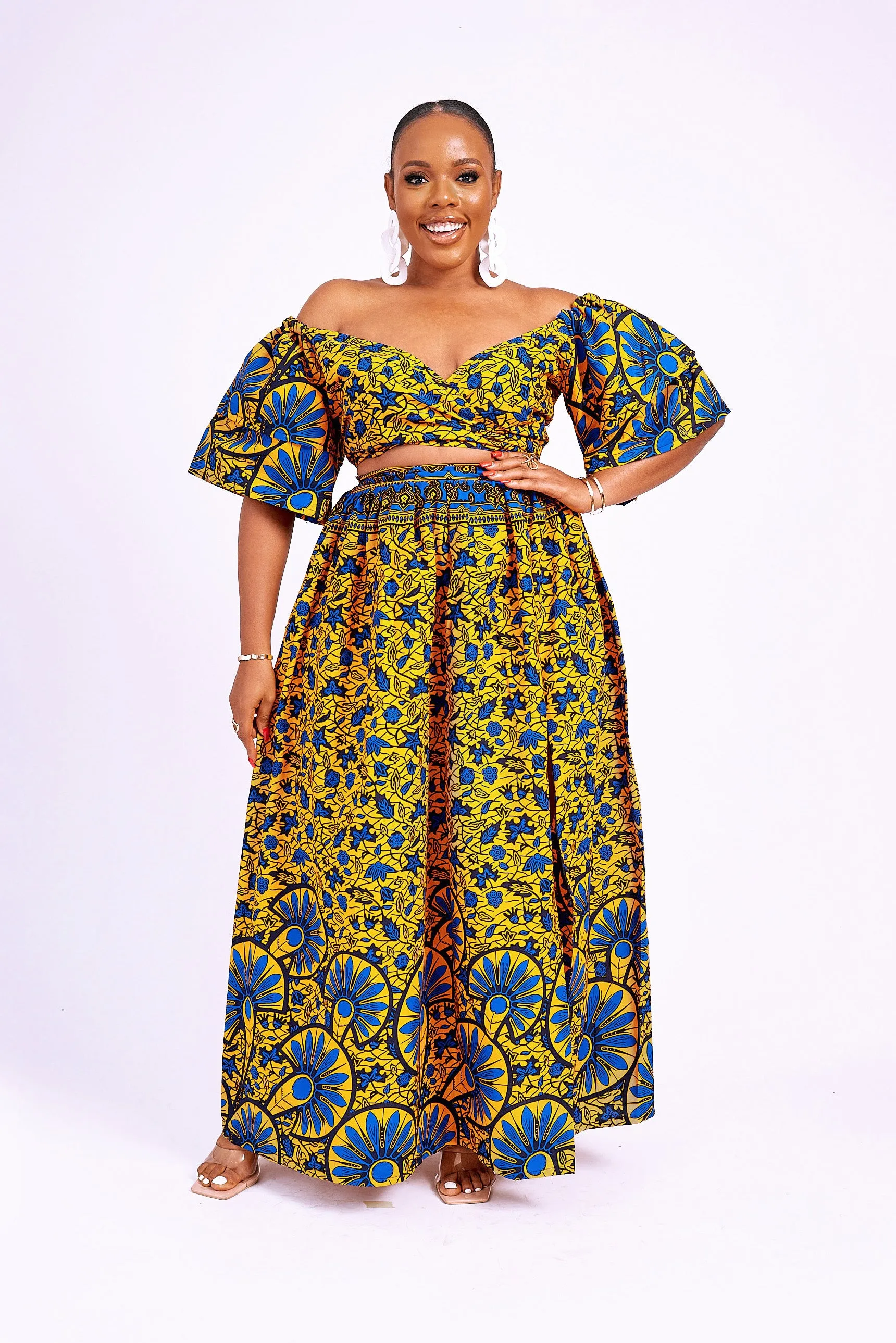 RAIZA AFRICAN PRINT WRAP TOP
