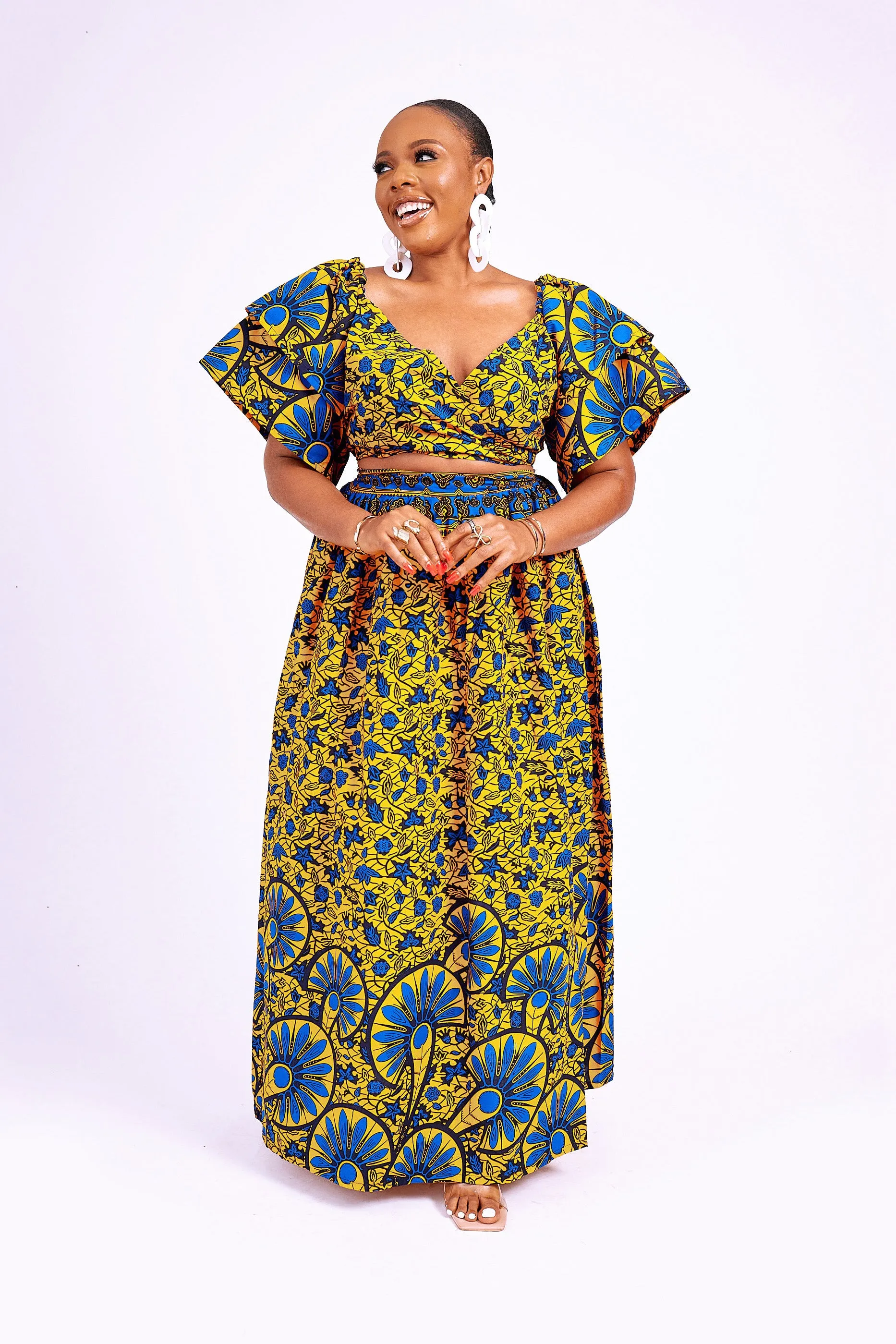 RAIZA AFRICAN PRINT WRAP TOP
