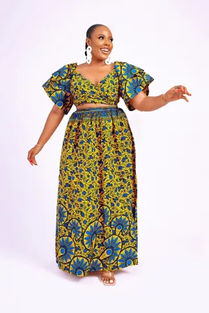 RAIZA AFRICAN PRINT WRAP TOP
