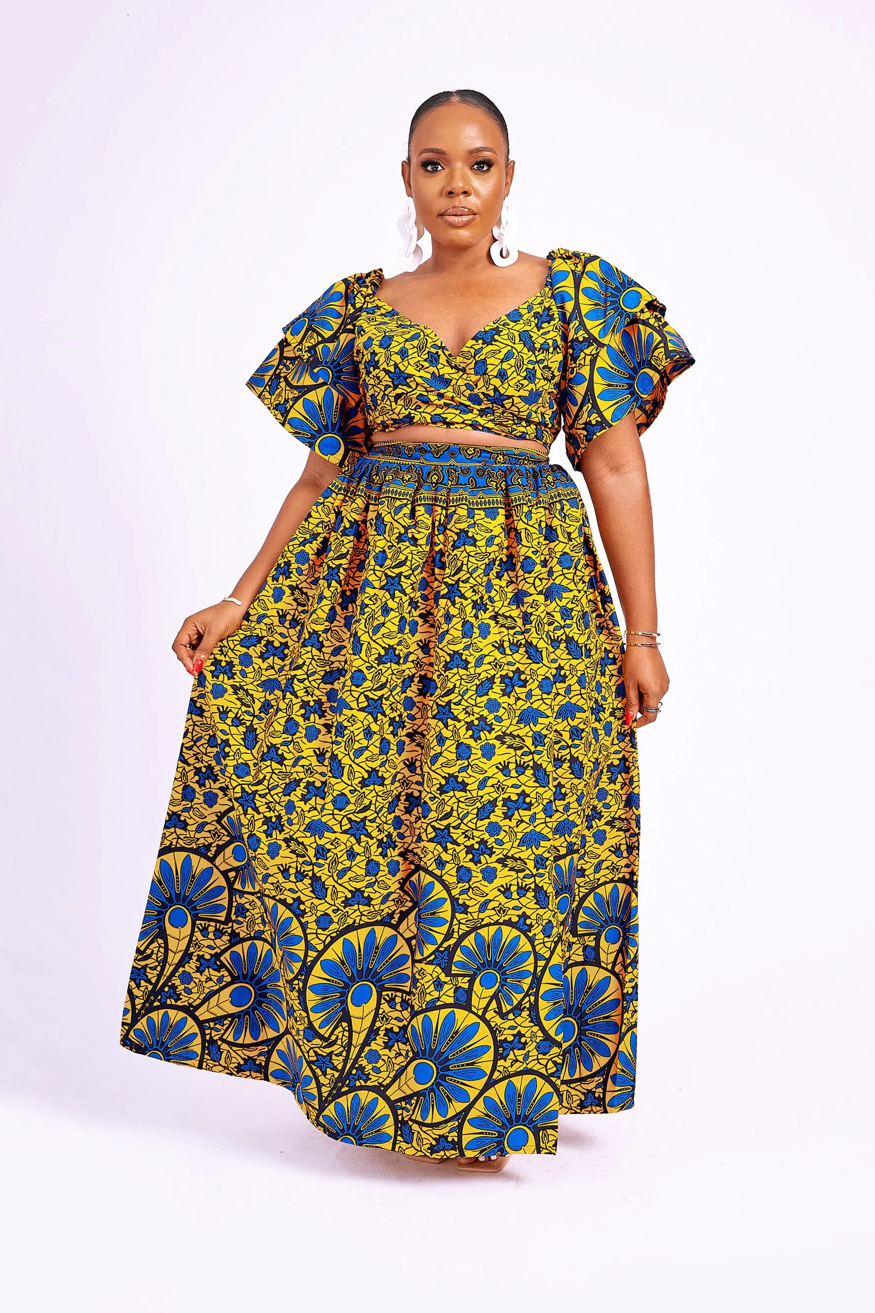 RAIZA AFRICAN PRINT WRAP TOP