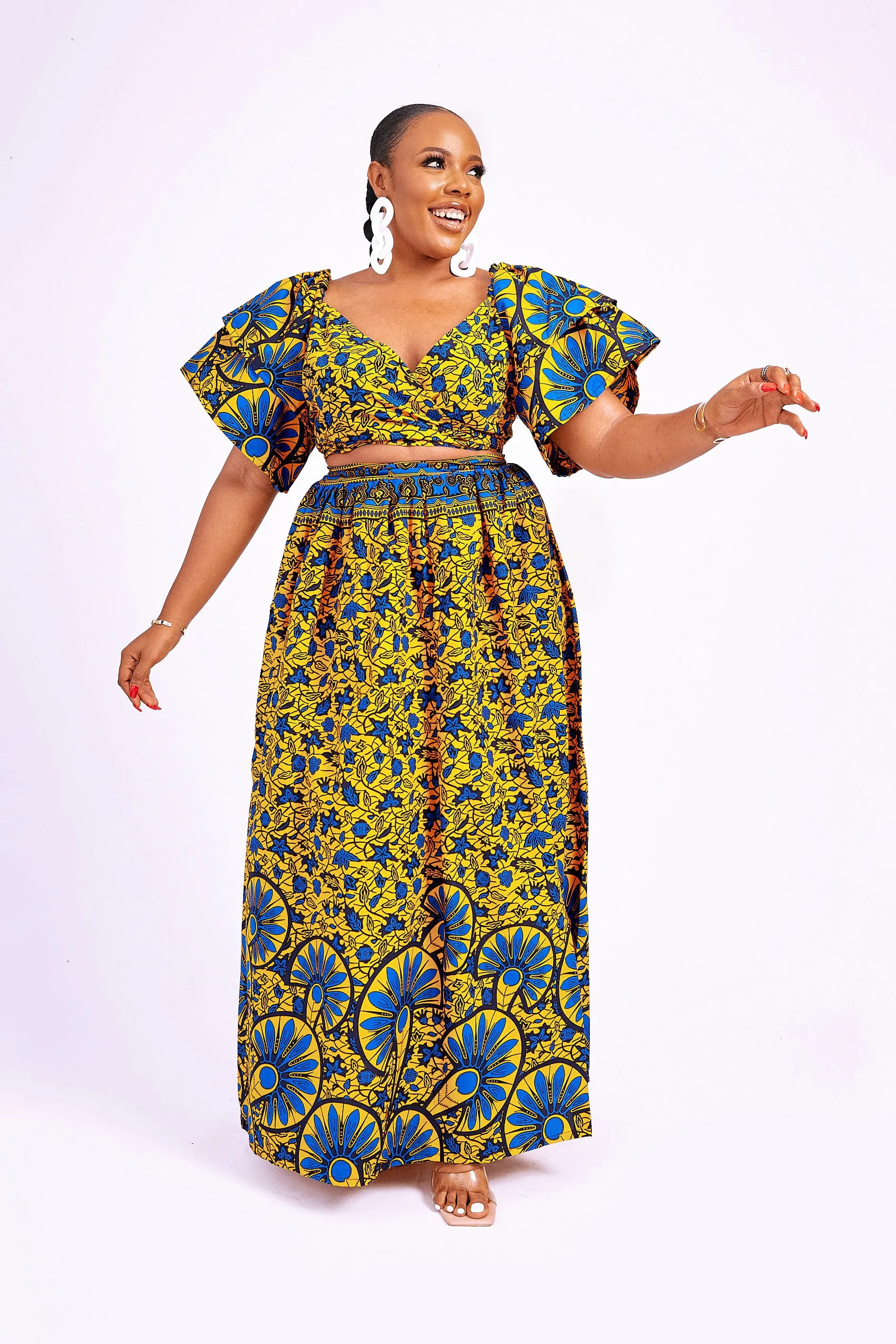 RAIZA AFRICAN PRINT WRAP TOP