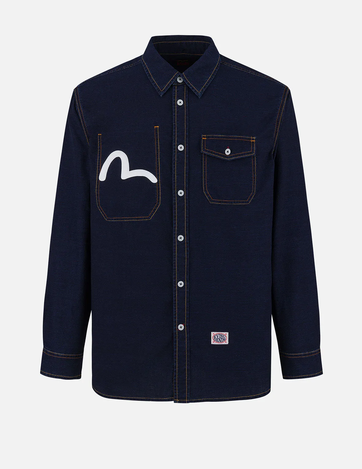 Seagull Print Regular Fit Denim Shirt