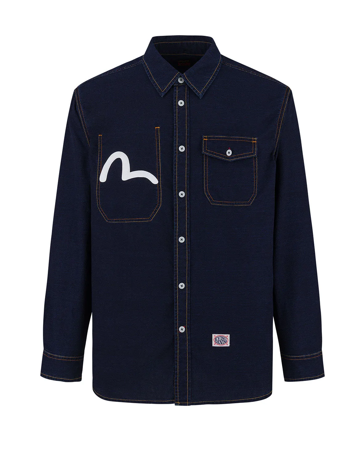 Seagull Print Regular Fit Denim Shirt