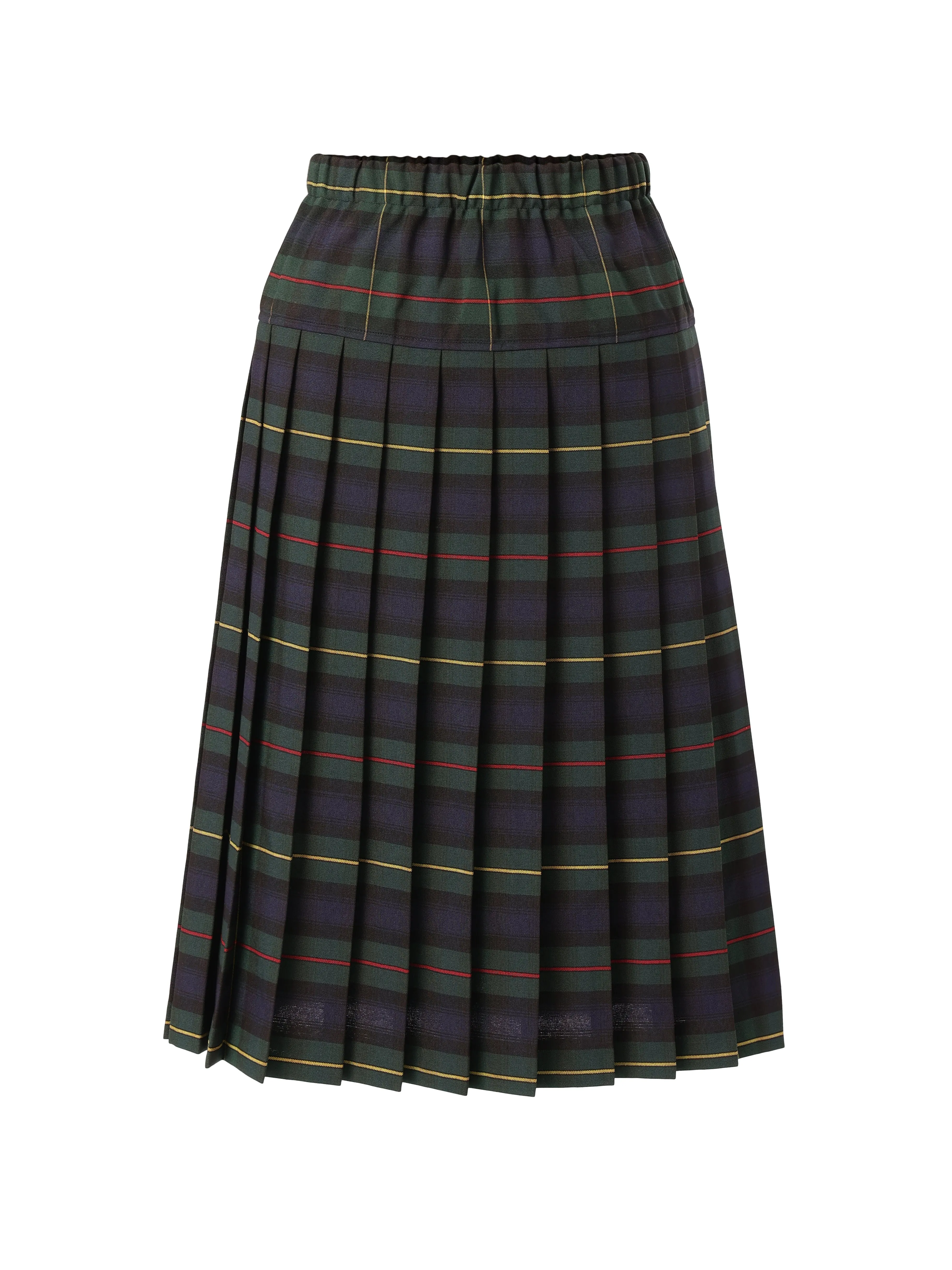 Yoke Pleated Skirt Elastic All Around Plaid #158